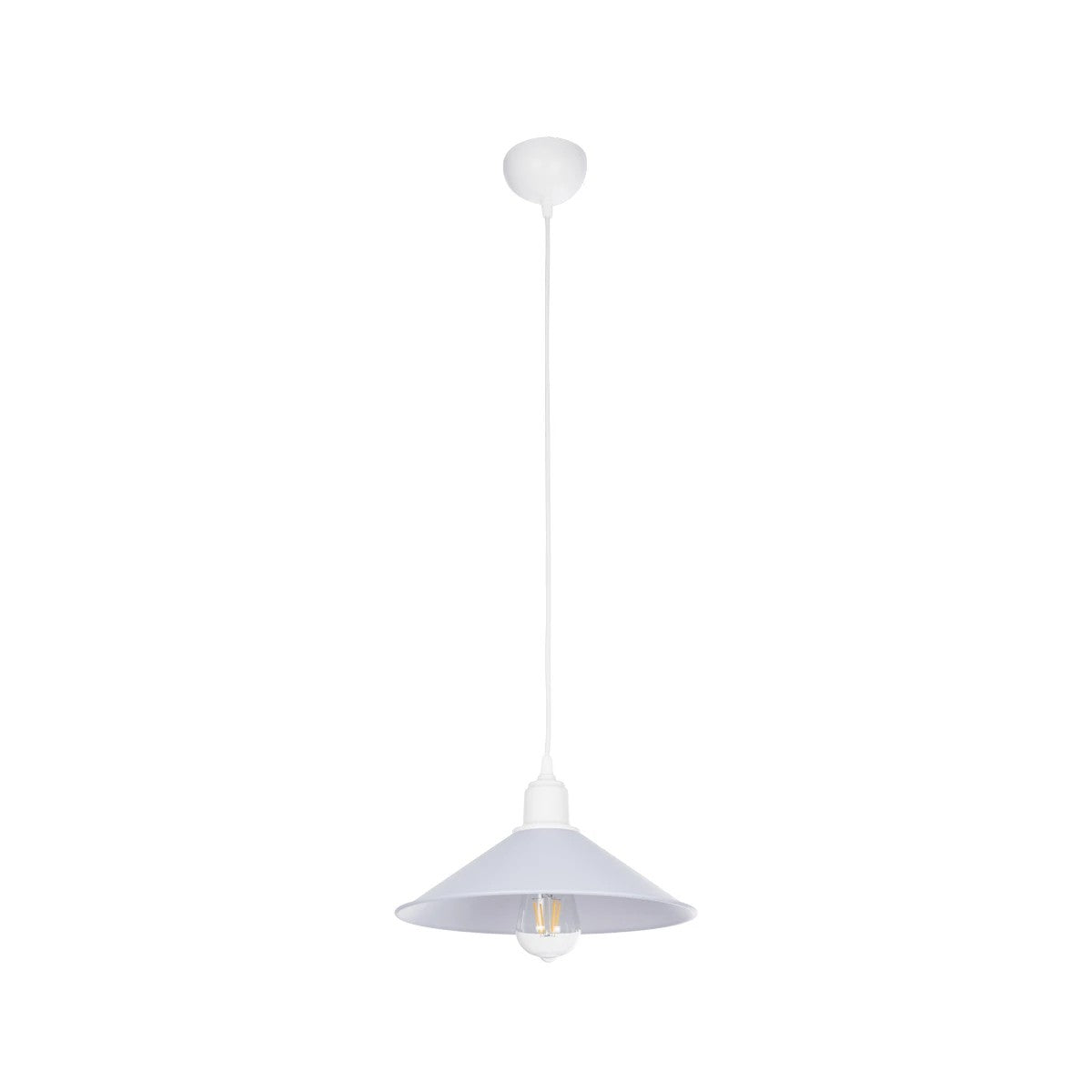 GloboStar® FERRO 203-0087 Μοντέρνο Κρεμαστό Φωτιστικό Καμπάνα Μονόφωτο 1 x E27 IP20 Λευκό Πλαστικό - Μ30 x Π30 x Υ15cm - ledmania.gr