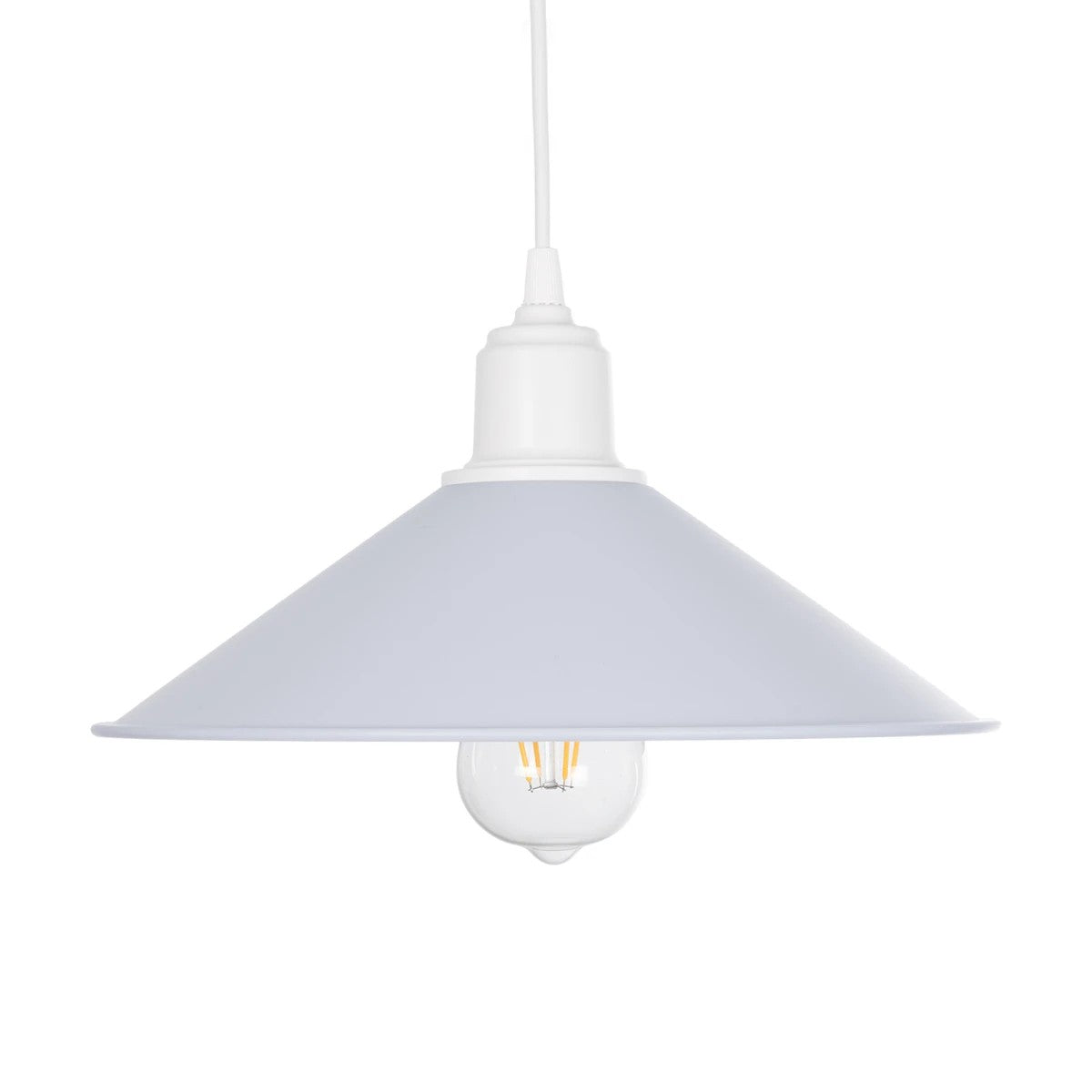 GloboStar® FERRO 203-0087 Μοντέρνο Κρεμαστό Φωτιστικό Καμπάνα Μονόφωτο 1 x E27 IP20 Λευκό Πλαστικό - Μ30 x Π30 x Υ15cm - ledmania.gr