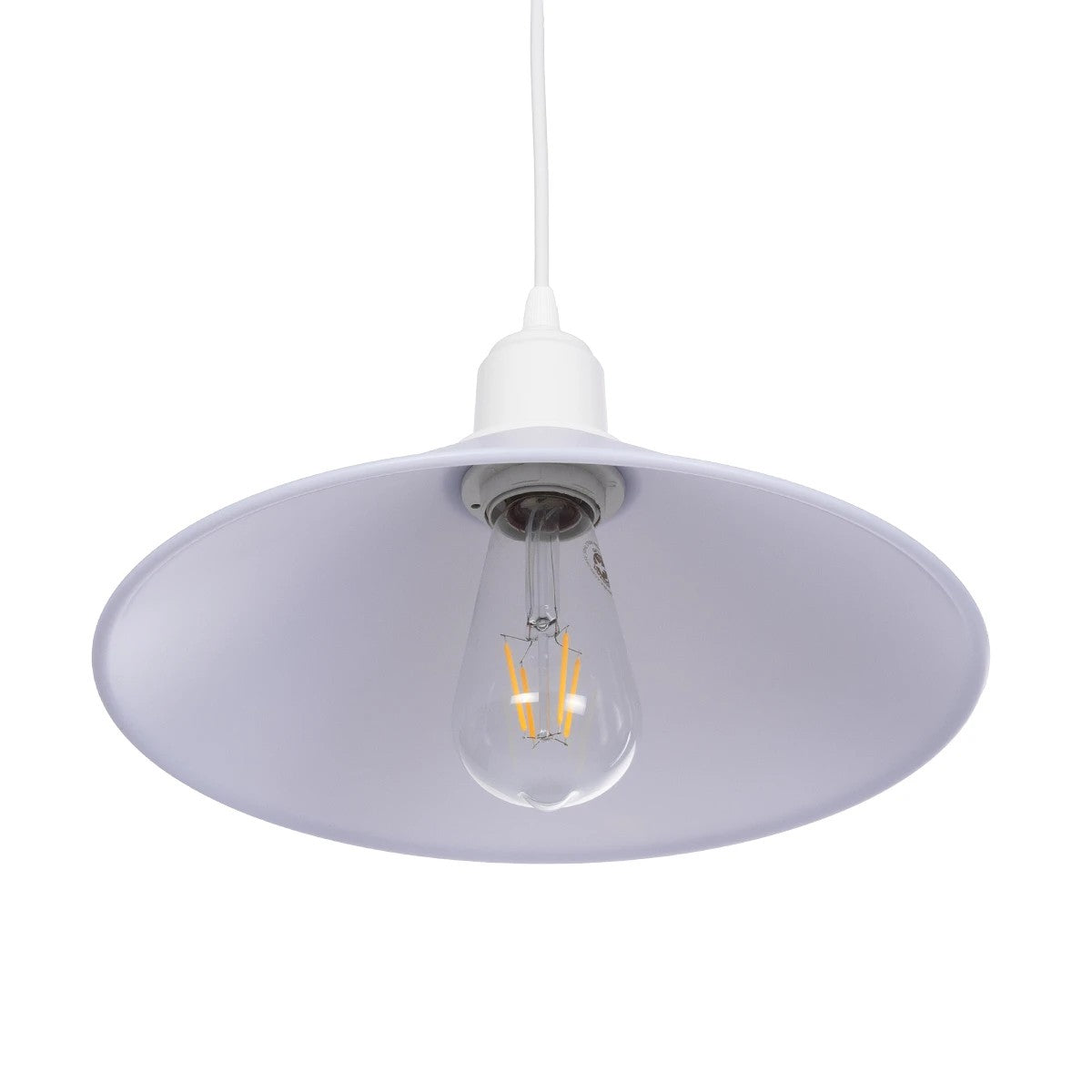 GloboStar® FERRO 203-0087 Μοντέρνο Κρεμαστό Φωτιστικό Καμπάνα Μονόφωτο 1 x E27 IP20 Λευκό Πλαστικό - Μ30 x Π30 x Υ15cm - ledmania.gr