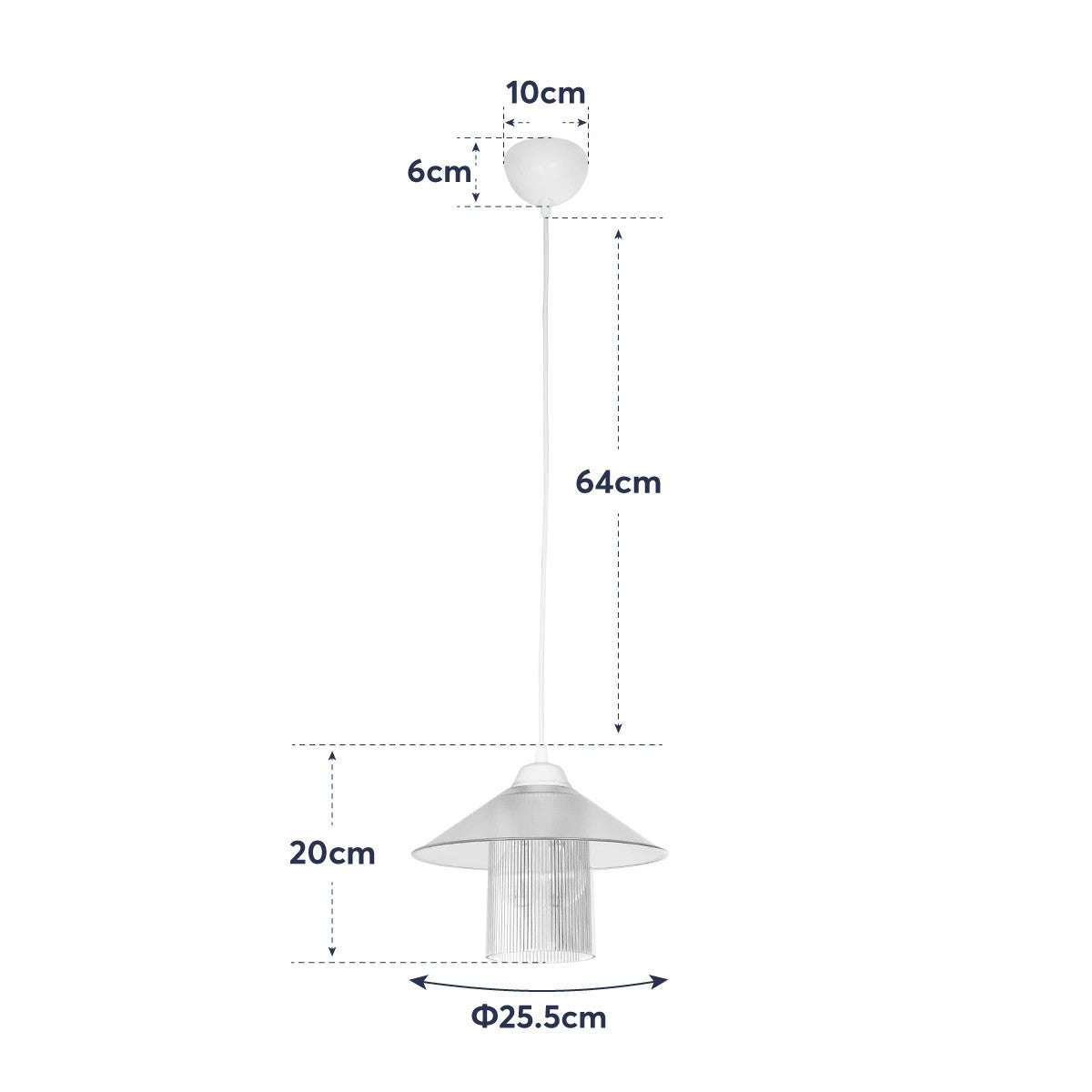 GloboStar® PROMO 203-0088 Μοντέρνο Κρεμαστό Φωτιστικό Καμπάνα Μονόφωτο 1 x E27 IP20 Λευκό Πλαστικό - Μ25.5 x Π25.5 x Υ20cm - ledmania.gr