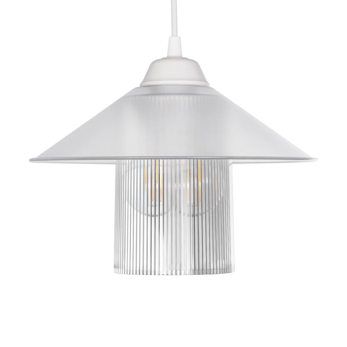GloboStar® PROMO 203-0088 Μοντέρνο Κρεμαστό Φωτιστικό Καμπάνα Μονόφωτο 1 x E27 IP20 Λευκό Πλαστικό - Μ25.5 x Π25.5 x Υ20cm - ledmania.gr