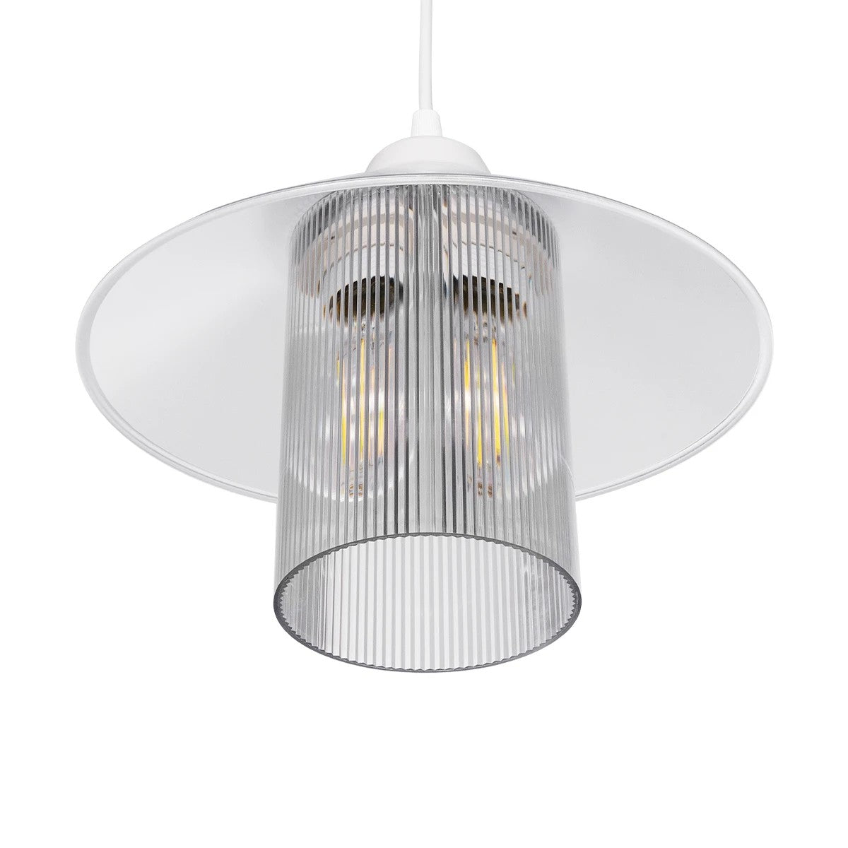 GloboStar® PROMO 203-0088 Μοντέρνο Κρεμαστό Φωτιστικό Καμπάνα Μονόφωτο 1 x E27 IP20 Λευκό Πλαστικό - Μ25.5 x Π25.5 x Υ20cm - ledmania.gr