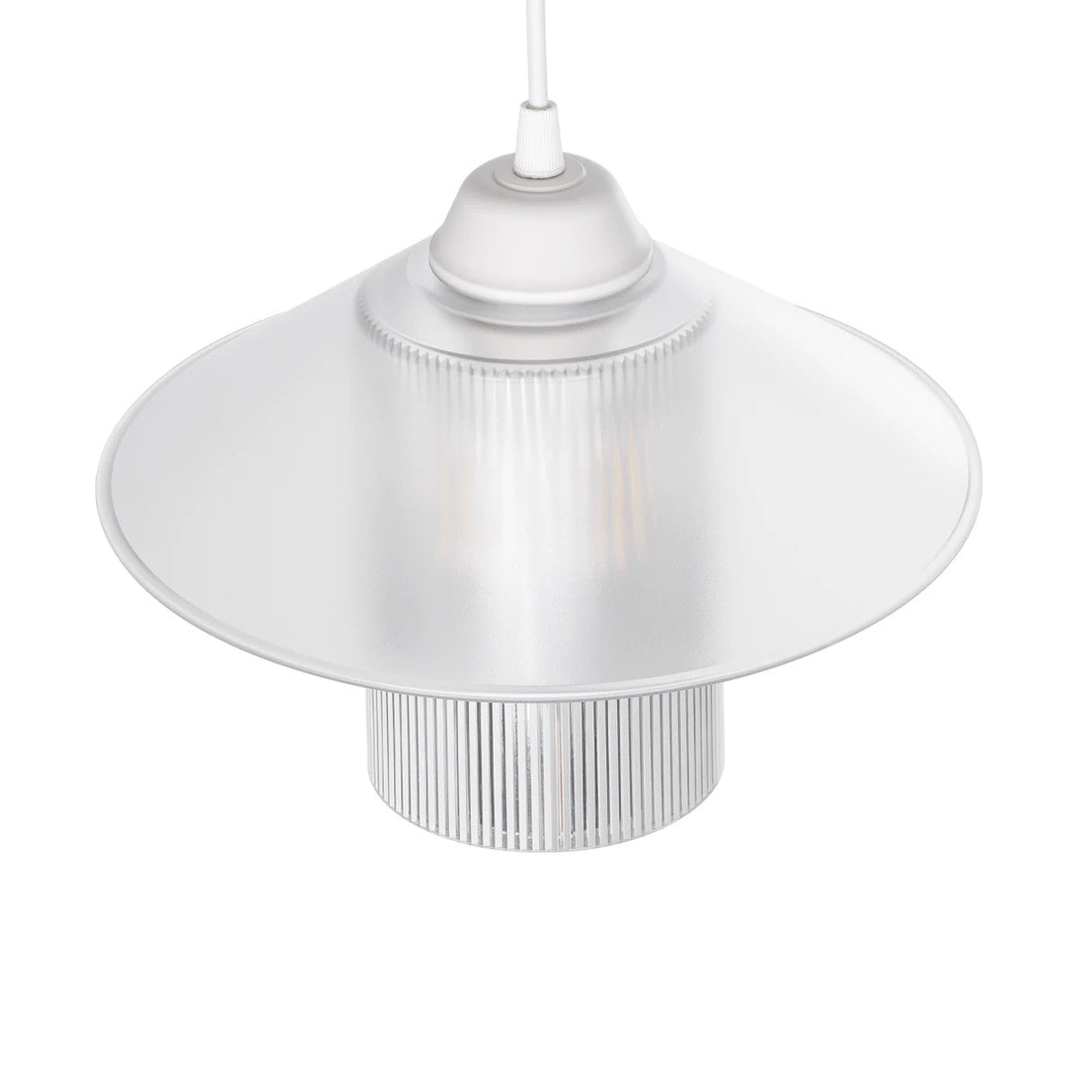 GloboStar® PROMO 203-0088 Μοντέρνο Κρεμαστό Φωτιστικό Καμπάνα Μονόφωτο 1 x E27 IP20 Λευκό Πλαστικό - Μ25.5 x Π25.5 x Υ20cm - ledmania.gr