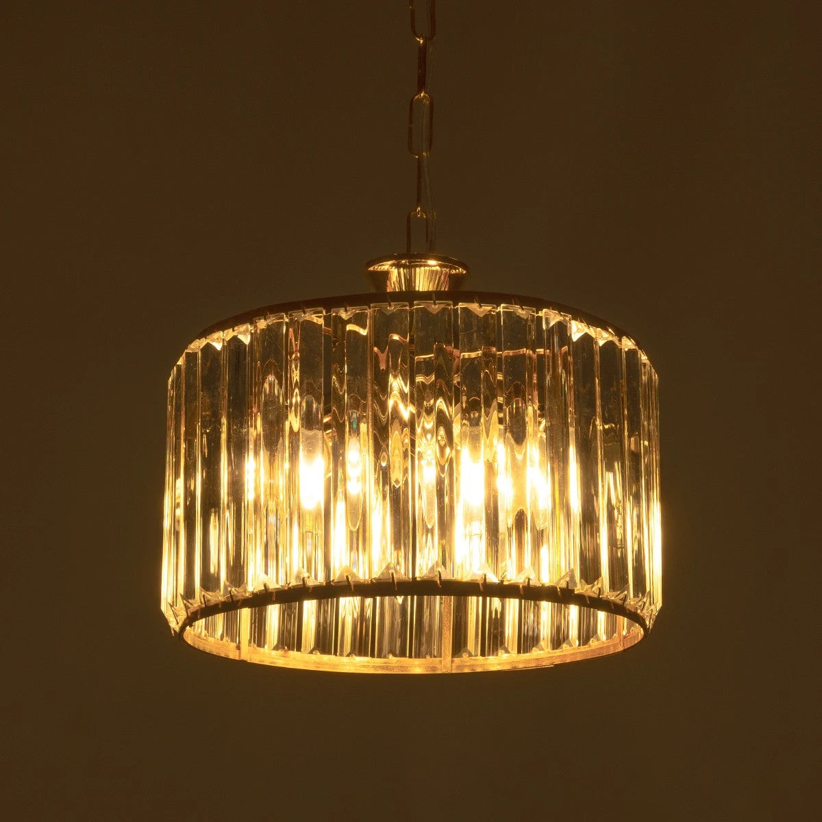 GloboStar® GLAMOROUS 203-0094 Κλασικό Κρεμαστό Φωτιστικό Κρύσταλλα Τρίφωτο 3 x E27 IP20 Χρυσό Μεταλλό με Διάφανο Κρύσταλλο - Μ28 x Π28 x Υ21.5cm - ledmania.gr