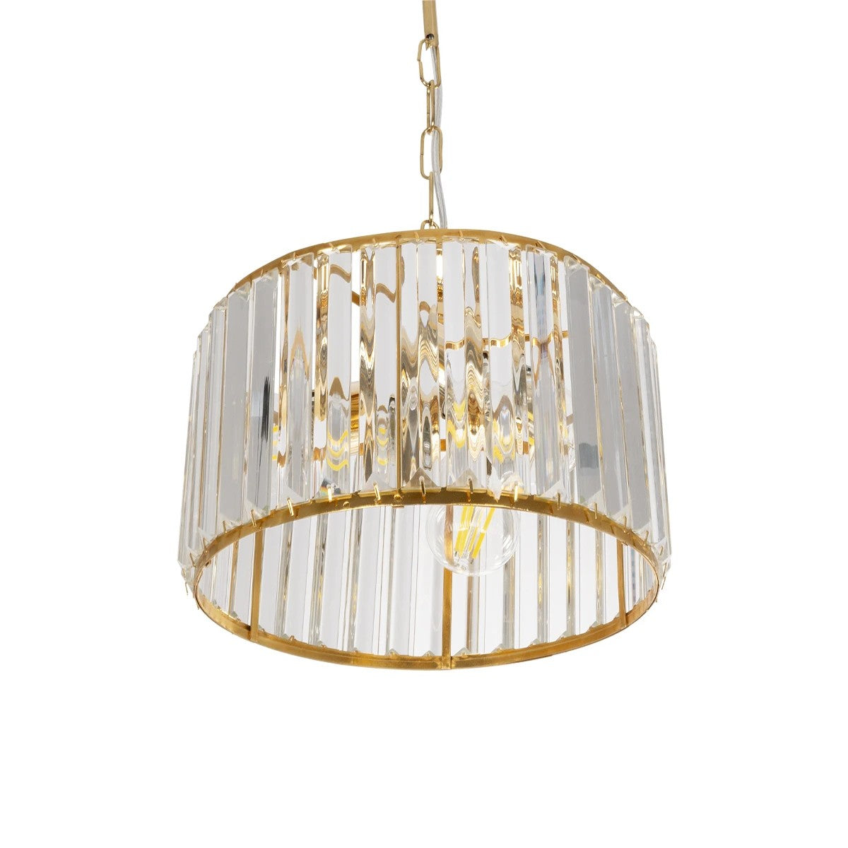 GloboStar® GLAMOROUS 203-0094 Κλασικό Κρεμαστό Φωτιστικό Κρύσταλλα Τρίφωτο 3 x E27 IP20 Χρυσό Μεταλλό με Διάφανο Κρύσταλλο - Μ28 x Π28 x Υ21.5cm - ledmania.gr