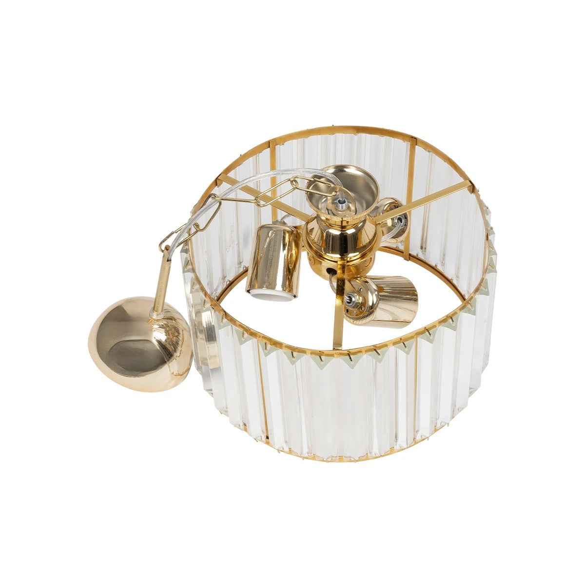 GloboStar® GLAMOROUS 203-0094 Κλασικό Κρεμαστό Φωτιστικό Κρύσταλλα Τρίφωτο 3 x E27 IP20 Χρυσό Μεταλλό με Διάφανο Κρύσταλλο - Μ28 x Π28 x Υ21.5cm - ledmania.gr