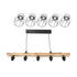 GloboStar® BARISTA 203-0095 Vintage Κρεμαστό Φωτιστικό Ράγα Πολύφωτο 5 x E27 IP20 Μαύρο Μεταλλό με Μπεζ Ξύλο - Μ50 x Π8 x Υ3cm - ledmania.gr