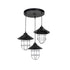 GloboStar® CAGE 203-0097 Vintage Κρεμαστό Φωτιστικό Καμπάνα Τρίφωτο 3 x E27 IP20 Μαύρο Μέταλλο - Μ30 x Π30 x Υ80cm - ledmania.gr