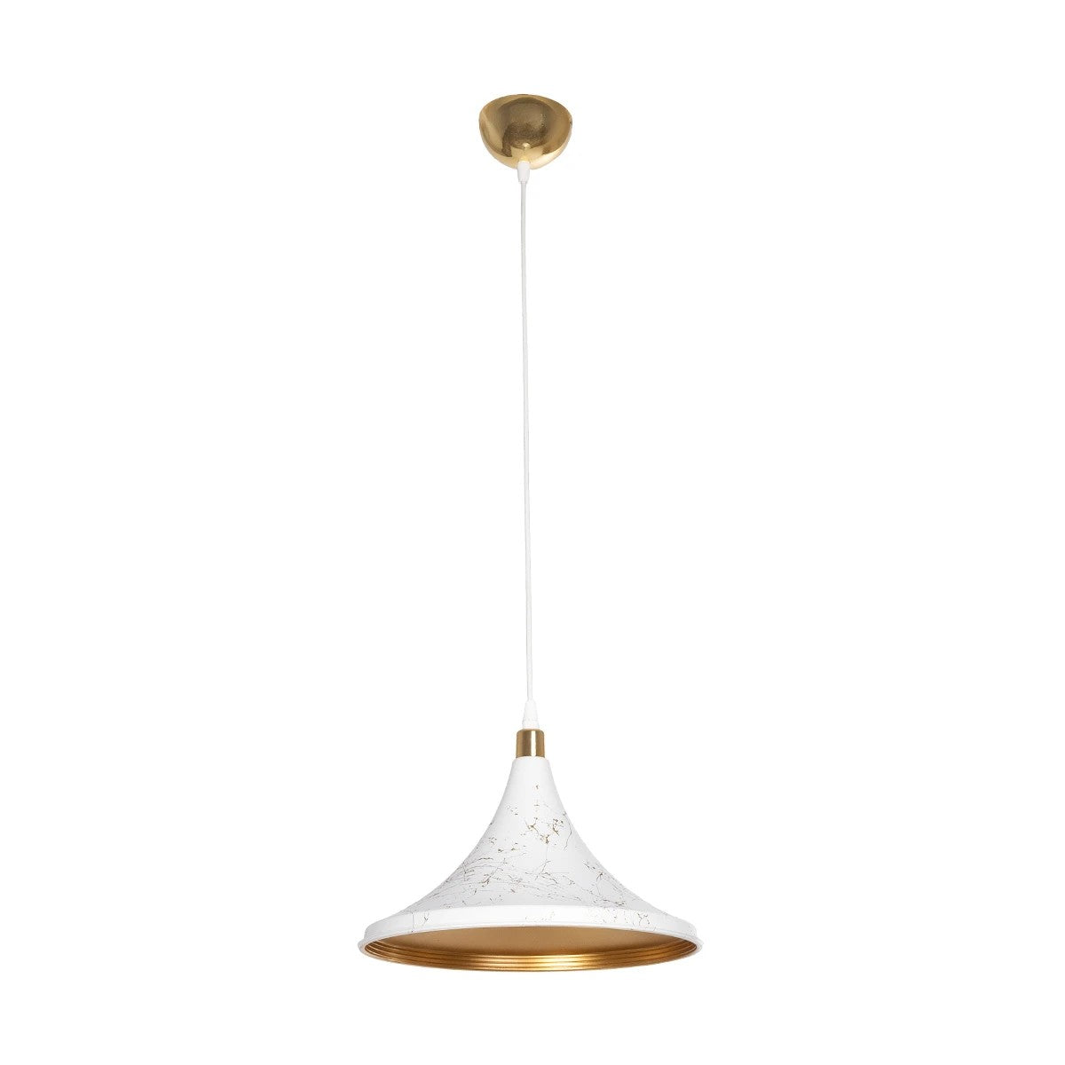 GLOBOSTAR® MARBLE 203-0098 Μοντέρνο Κρεμαστό Φωτιστικό Οροφής με Ντουί 1 x E27 AC 220-240V IP20 - Λεύκο & Χρυσό - Μ30 x Π30 x Υ20cm - ledmania.gr