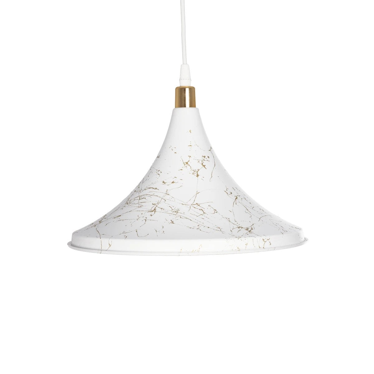 GLOBOSTAR® MARBLE 203-0098 Μοντέρνο Κρεμαστό Φωτιστικό Οροφής με Ντουί 1 x E27 AC 220-240V IP20 - Λεύκο & Χρυσό - Μ30 x Π30 x Υ20cm - ledmania.gr