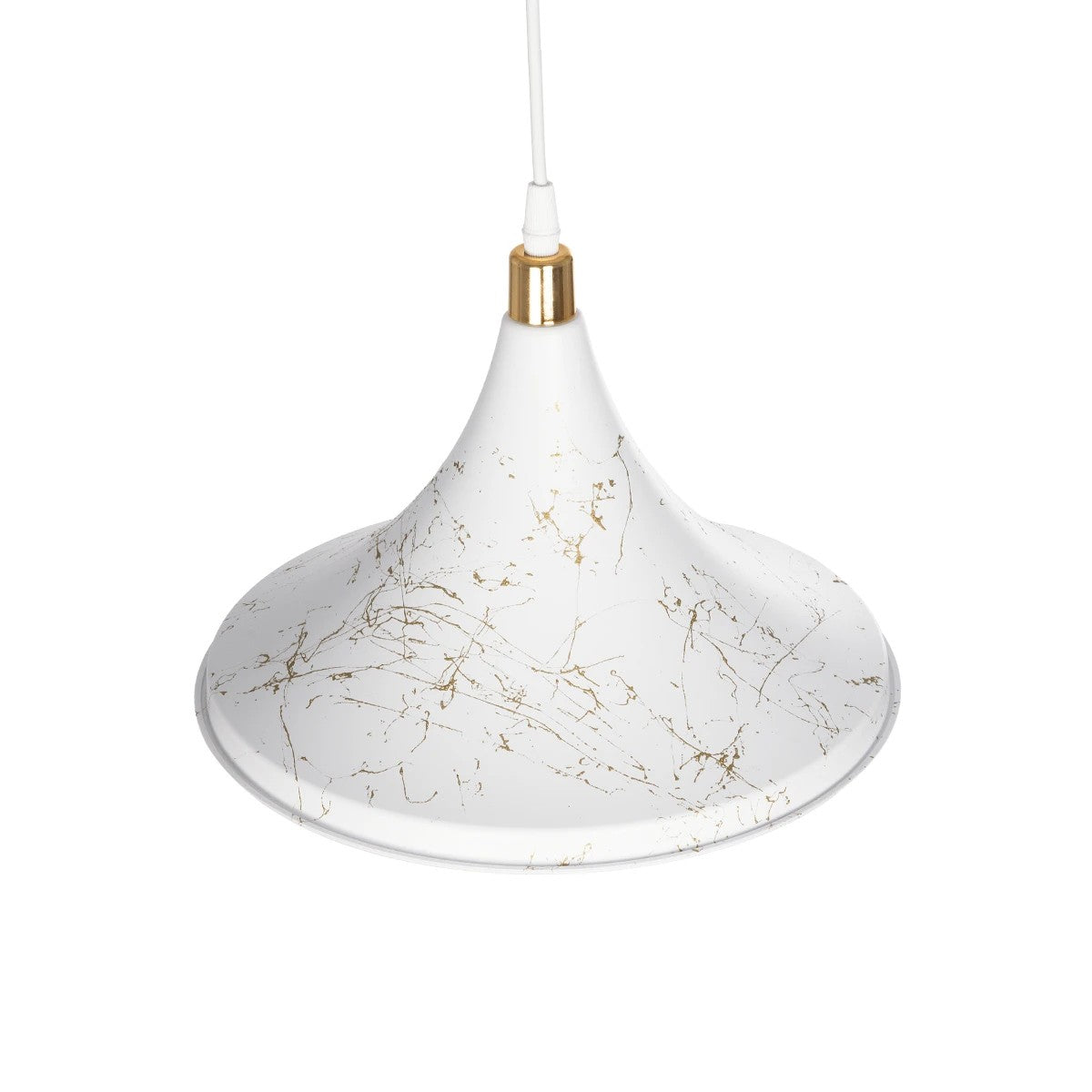 GLOBOSTAR® MARBLE 203-0098 Μοντέρνο Κρεμαστό Φωτιστικό Οροφής με Ντουί 1 x E27 AC 220-240V IP20 - Λεύκο & Χρυσό - Μ30 x Π30 x Υ20cm - ledmania.gr