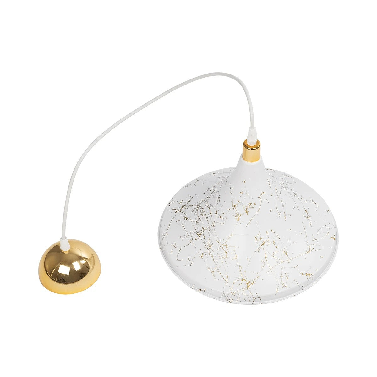 GLOBOSTAR® MARBLE 203-0098 Μοντέρνο Κρεμαστό Φωτιστικό Οροφής με Ντουί 1 x E27 AC 220-240V IP20 - Λεύκο & Χρυσό - Μ30 x Π30 x Υ20cm - ledmania.gr