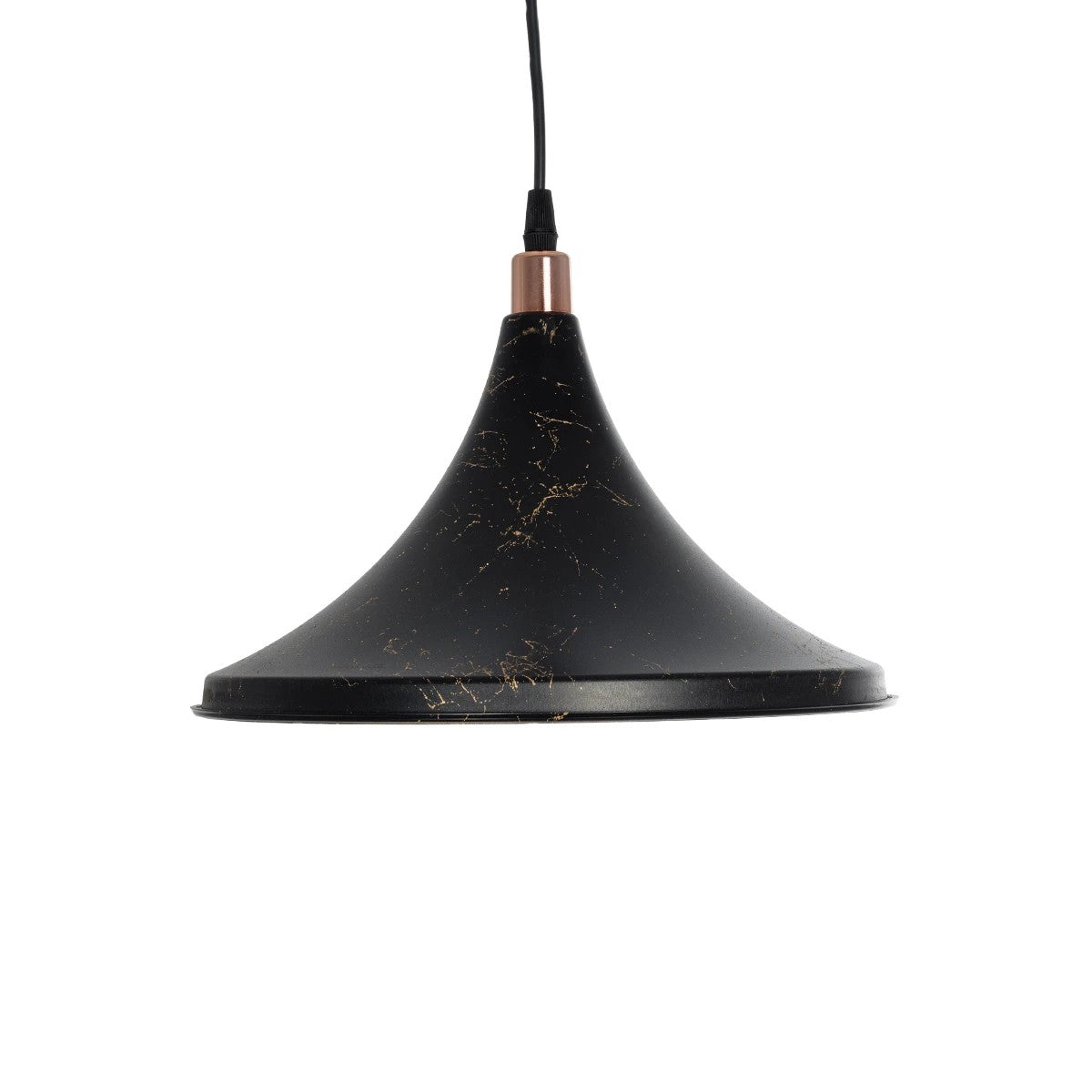 GloboStar® MARBLE 203-0099 Μοντέρνο Κρεμαστό Φωτιστικό Καμπάνα Μονόφωτο 1 x E27 IP20 Μαύρο & Χρυσό Πλαστικό - Μ30 x Π30 x Υ20cm - ledmania.gr