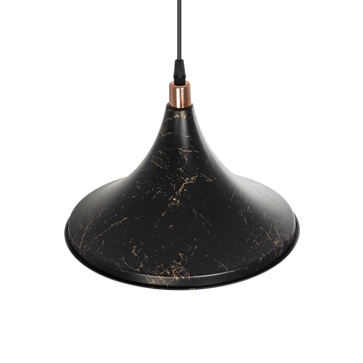 GloboStar® MARBLE 203-0099 Μοντέρνο Κρεμαστό Φωτιστικό Καμπάνα Μονόφωτο 1 x E27 IP20 Μαύρο & Χρυσό Πλαστικό - Μ30 x Π30 x Υ20cm - ledmania.gr
