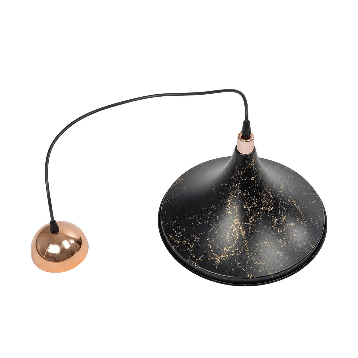 GloboStar® MARBLE 203-0099 Μοντέρνο Κρεμαστό Φωτιστικό Καμπάνα Μονόφωτο 1 x E27 IP20 Μαύρο & Χρυσό Πλαστικό - Μ30 x Π30 x Υ20cm - ledmania.gr