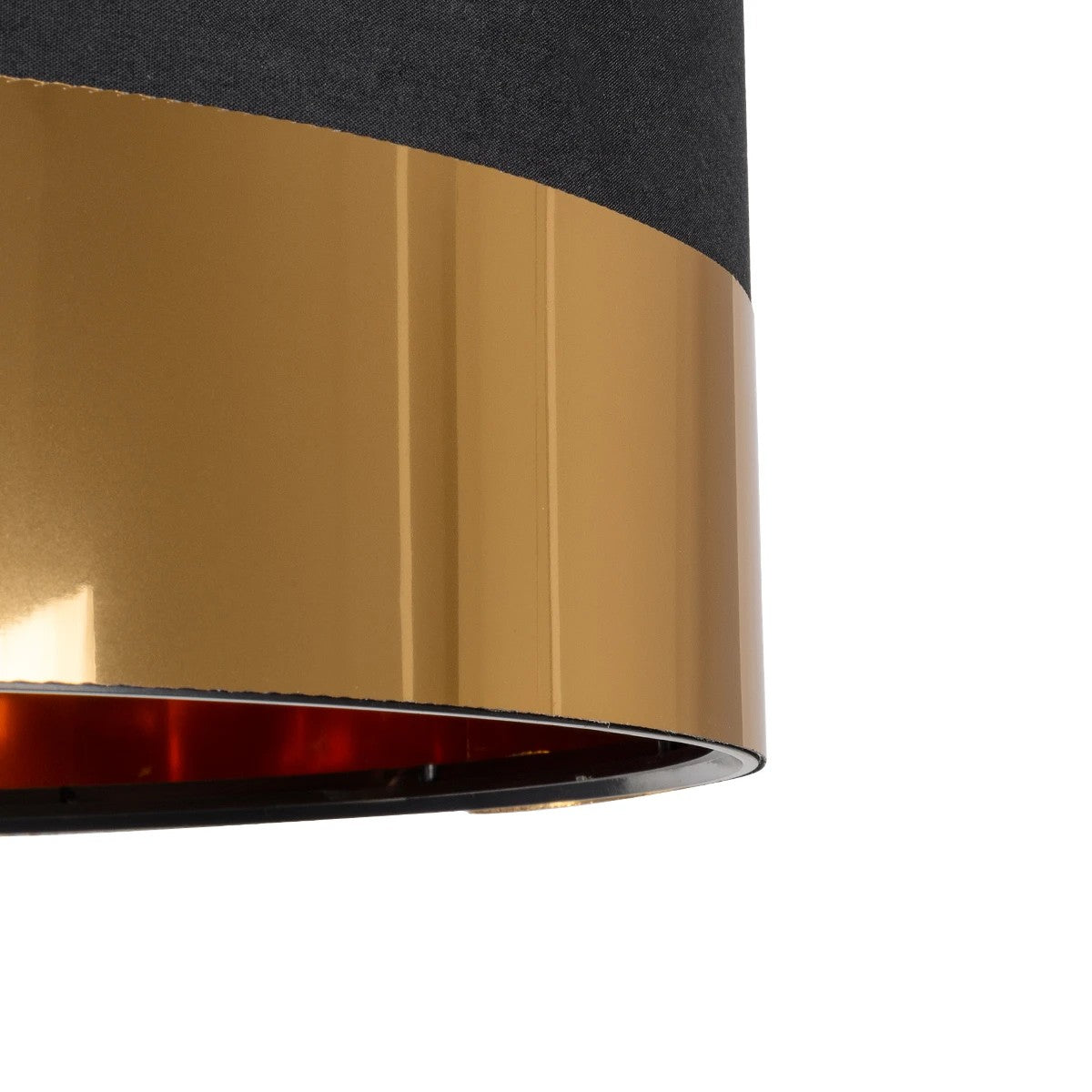 GloboStar® ZYKLUS 203-0100 Μοντέρνο Κρεμαστό Φωτιστικό Καπέλο Μονόφωτο 1 x E27 IP20 Μαύρο Ύφασμα με Χρυσό Μέταλλο - Μ36 x Π36 x Υ25cm - ledmania.gr