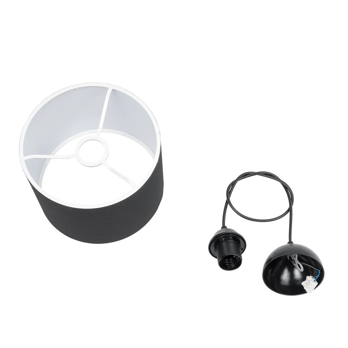 GloboStar® BLAZE 203-0109 Μοντέρνο Κρεμαστό Φωτιστικό Καπέλο Μονόφωτο 1 x E27 IP20 Μαύρο Ύφασμα - Μ22 x Π22 x Υ20cm