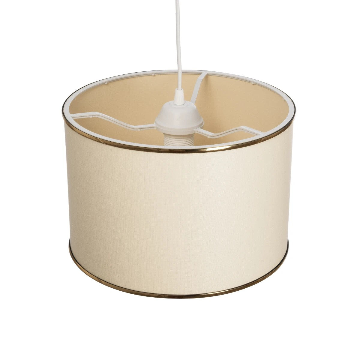 GLOBOSTAR® ELECTRA 203-0110 Μοντέρνο Κρεμαστό Φωτιστικό Οροφής με Ντουί 1 x E27 AC 220-240V IP20 - Mπεζ & Χρυσό - Μ30 x Π30 x Υ23cm - ledmania.gr