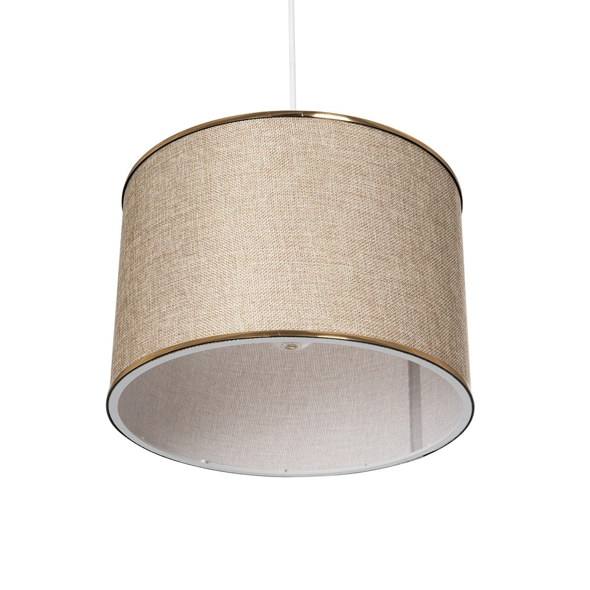 GLOBOSTAR® ELECTRA 203-0112 Μοντέρνο Κρεμαστό Φωτιστικό Οροφής με Ντουί 1 x E27 AC 220-240V IP20 - Mπεζ & Χρυσό - Μ30 x Π30 x Υ23cm - ledmania.gr