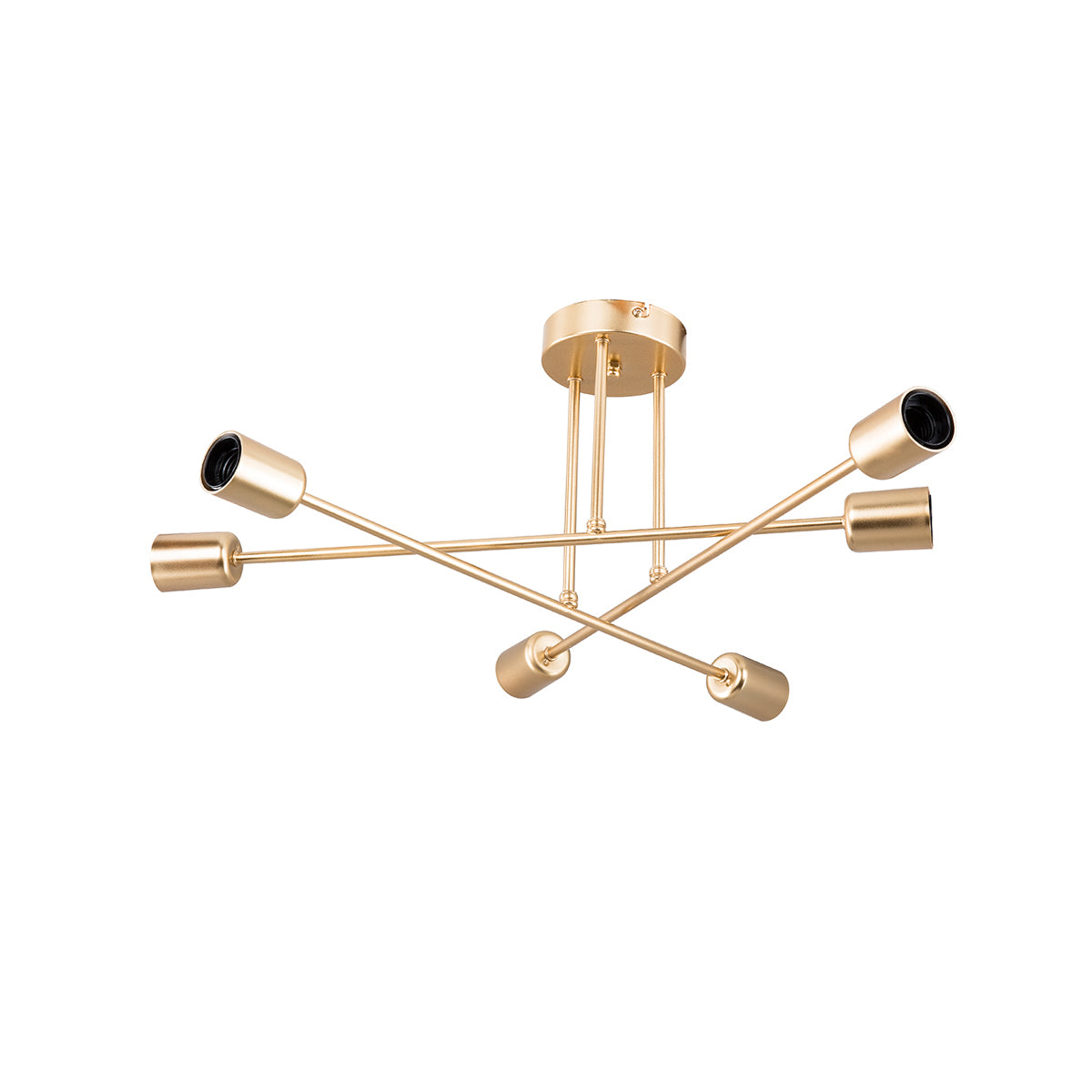 GloboStar® SPIDI 203-0114 Μοντέρνο Φωτιστικό Οροφής Πλέγμα Πολύφωτο 6 x E27 IP20 Χρυσό Μέταλλο- Μ61 x Π61 x Υ37cm - ledmania.gr