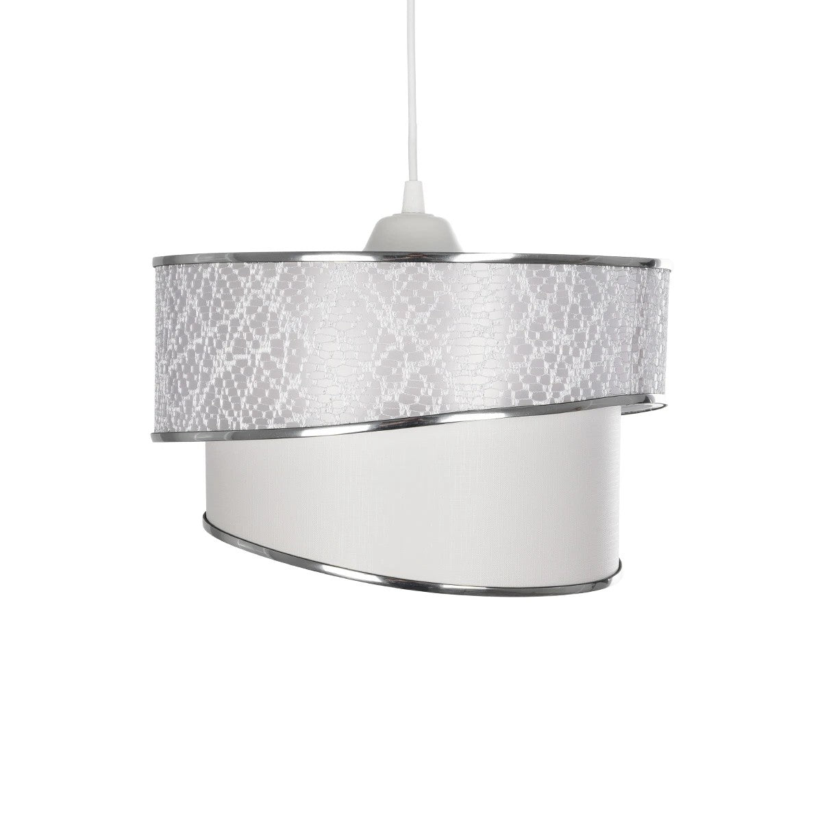 GLOBOSTAR® SONIA 203-0115 Μοντέρνο Κρεμαστό Φωτιστικό Οροφής με Ντουί 1 x E27 AC 220-240V IP20 - Λευκό & Ασημί - Μ30 x Π30 x Υ24cm - ledmania.gr