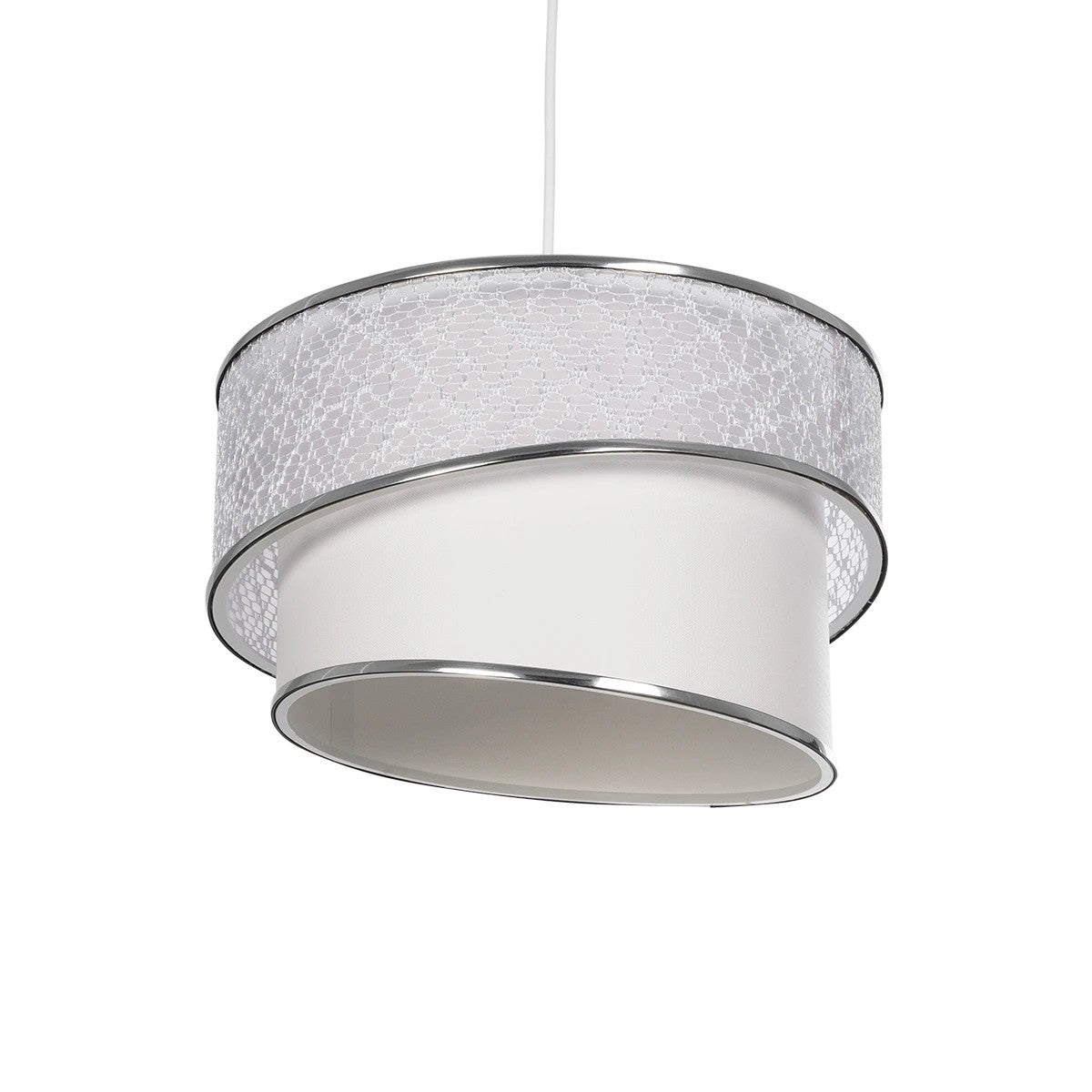 GLOBOSTAR® SONIA 203-0115 Μοντέρνο Κρεμαστό Φωτιστικό Οροφής με Ντουί 1 x E27 AC 220-240V IP20 - Λευκό & Ασημί - Μ30 x Π30 x Υ24cm - ledmania.gr