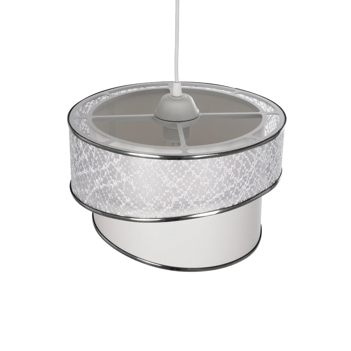 GLOBOSTAR® SONIA 203-0115 Μοντέρνο Κρεμαστό Φωτιστικό Οροφής με Ντουί 1 x E27 AC 220-240V IP20 - Λευκό & Ασημί - Μ30 x Π30 x Υ24cm - ledmania.gr