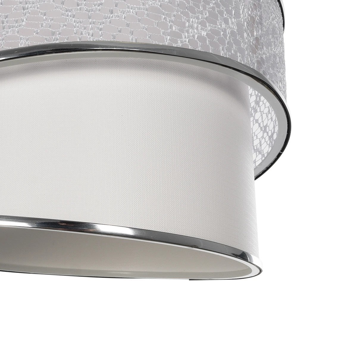 GLOBOSTAR® SONIA 203-0115 Μοντέρνο Κρεμαστό Φωτιστικό Οροφής με Ντουί 1 x E27 AC 220-240V IP20 - Λευκό & Ασημί - Μ30 x Π30 x Υ24cm - ledmania.gr