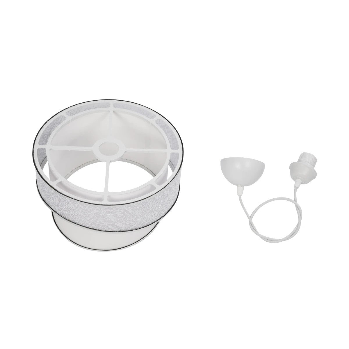 GLOBOSTAR® SONIA 203-0115 Μοντέρνο Κρεμαστό Φωτιστικό Οροφής με Ντουί 1 x E27 AC 220-240V IP20 - Λευκό & Ασημί - Μ30 x Π30 x Υ24cm - ledmania.gr