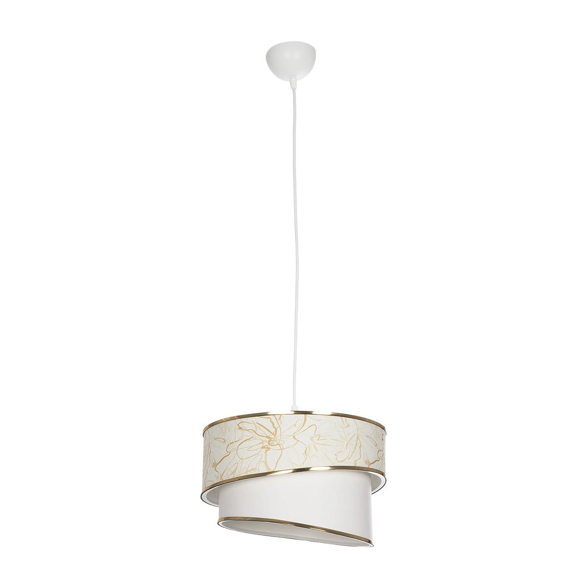 GloboStar® SONIA 203-0117 Μοντέρνο Κρεμαστό Φωτιστικό Καπέλο Μονόφωτο 1 x E27 IP20 Λευκό & Μπεζ Ύφασμα - Μ30 x Π30 x Υ24cm - ledmania.gr