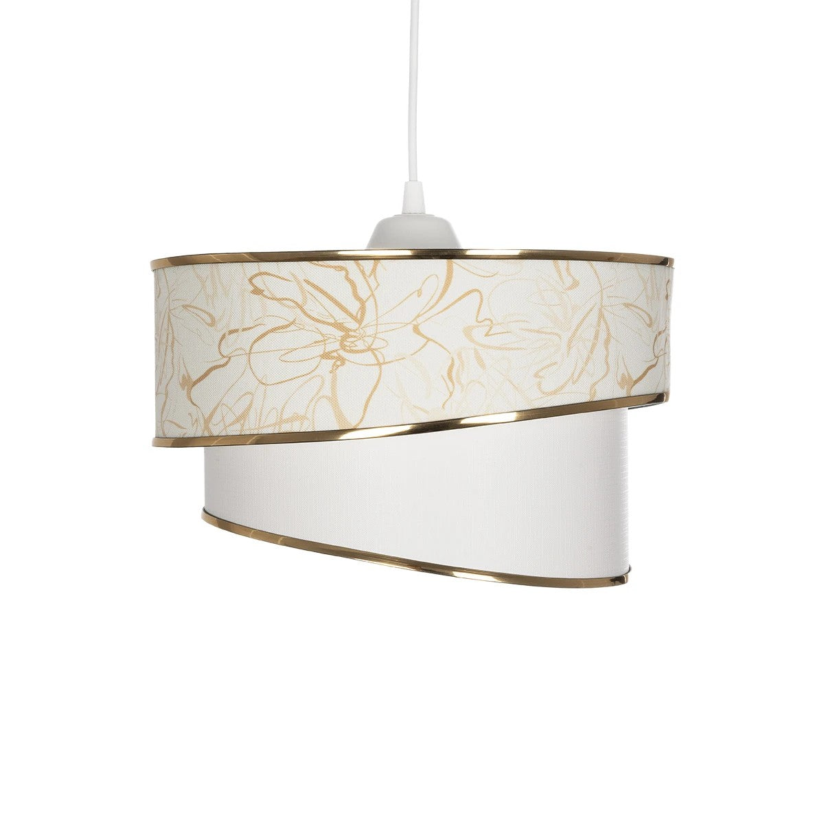 GloboStar® SONIA 203-0117 Μοντέρνο Κρεμαστό Φωτιστικό Καπέλο Μονόφωτο 1 x E27 IP20 Λευκό & Μπεζ Ύφασμα - Μ30 x Π30 x Υ24cm - ledmania.gr