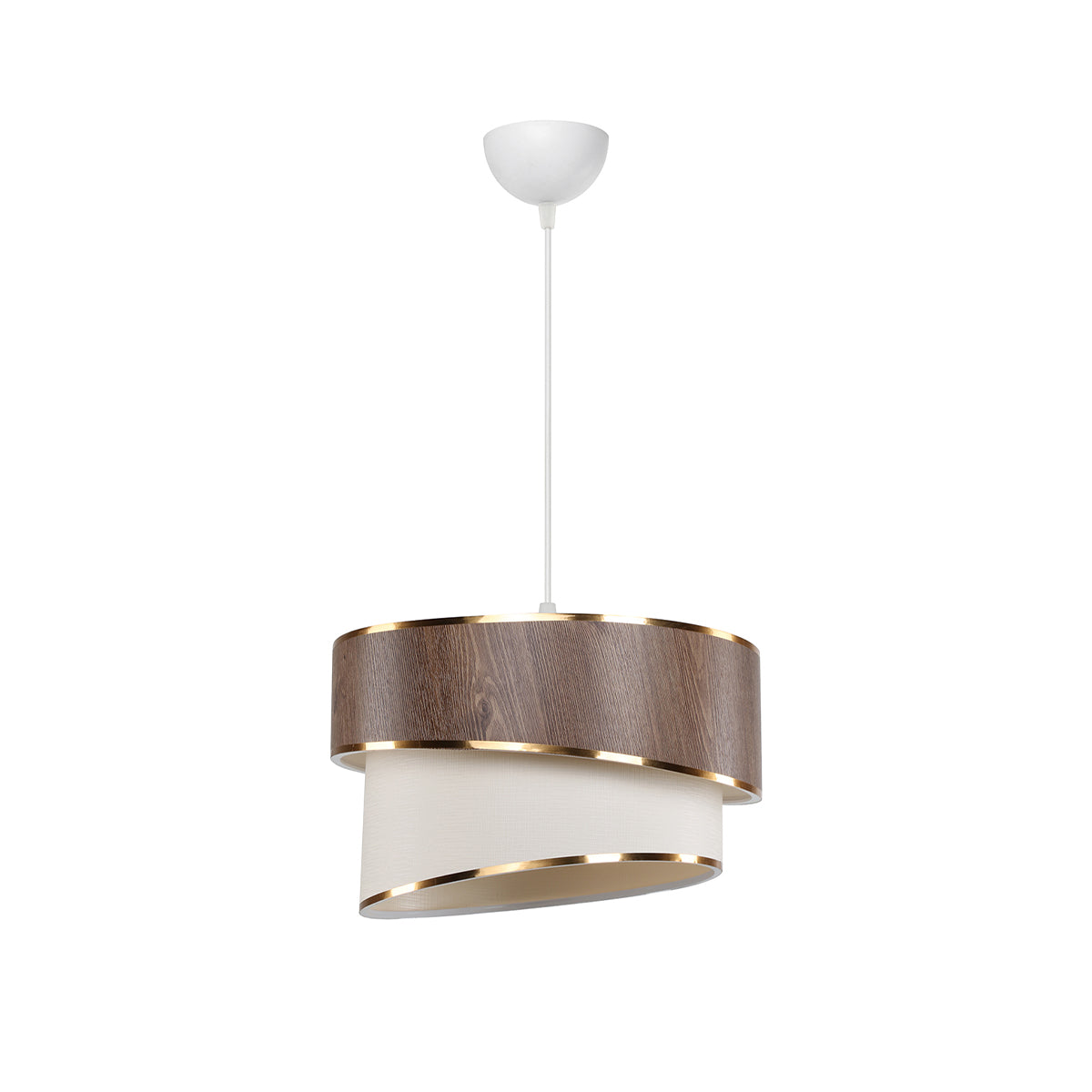 GloboStar® SONIA 203-0119 Μοντέρνο Κρεμαστό Φωτιστικό Καπέλο Μονόφωτο 1 x E27 IP20 Καφέ & Μπεζ Ύφασμα - Μ30 x Π30 x Υ24cm - ledmania.gr