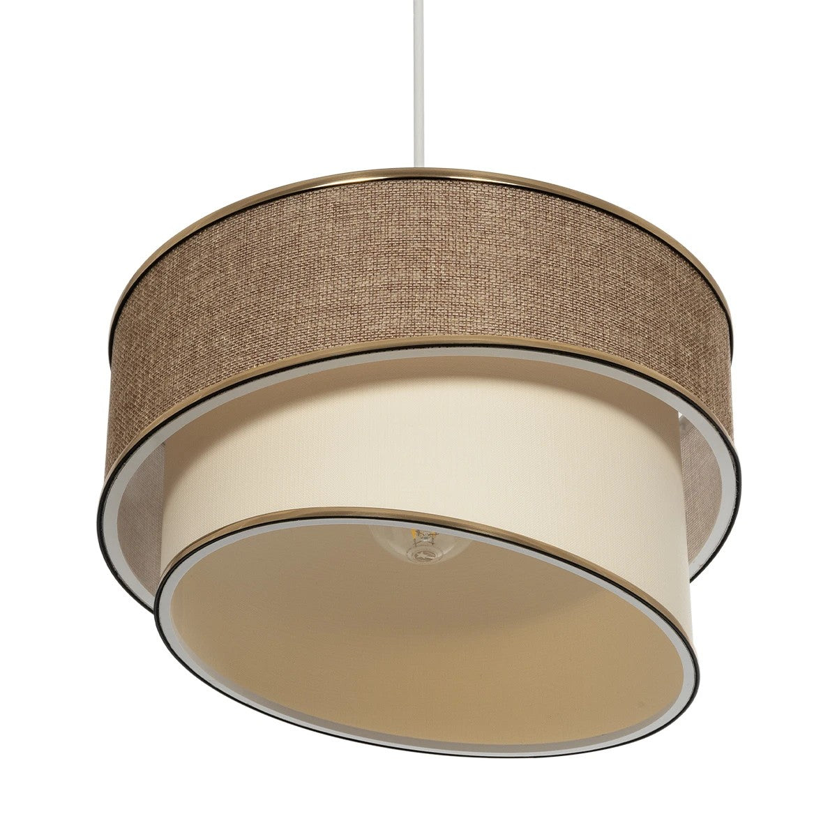 GLOBOSTAR® SONIA 203-0121 Μοντέρνο Κρεμαστό Φωτιστικό Οροφής με Ντουί 1 x E27 AC 220-240V IP20 - Μπεζ & Χρυσό - Μ30 x Π30 x Υ24cm - ledmania.gr