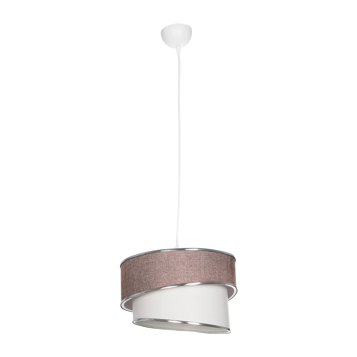 GloboStar® SONIA 203-0122 Μοντέρνο Κρεμαστό Φωτιστικό Καπέλο Μονόφωτο 1 x E27 IP20 Ροζ & Λευκό Ύφασμα - Μ30 x Π30 x Υ90cm - ledmania.gr