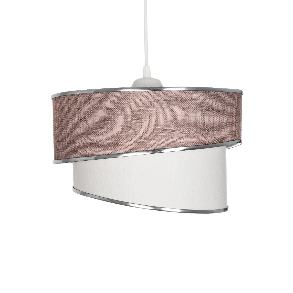 GloboStar® SONIA 203-0122 Μοντέρνο Κρεμαστό Φωτιστικό Καπέλο Μονόφωτο 1 x E27 IP20 Ροζ & Λευκό Ύφασμα - Μ30 x Π30 x Υ90cm - ledmania.gr