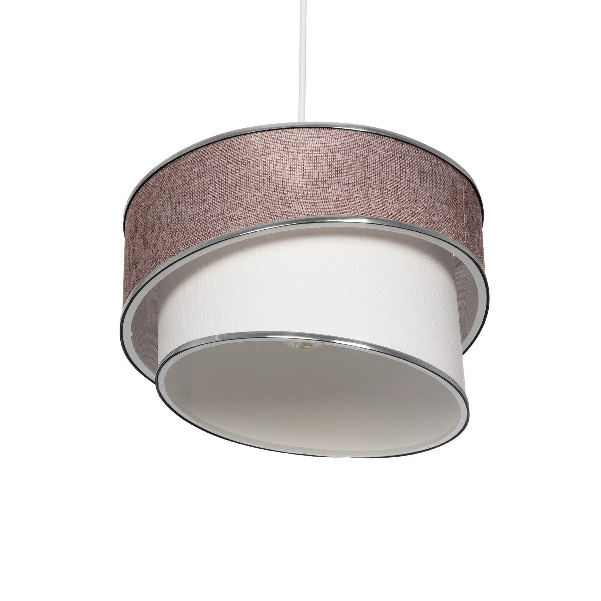 GloboStar® SONIA 203-0122 Μοντέρνο Κρεμαστό Φωτιστικό Καπέλο Μονόφωτο 1 x E27 IP20 Ροζ & Λευκό Ύφασμα - Μ30 x Π30 x Υ90cm - ledmania.gr