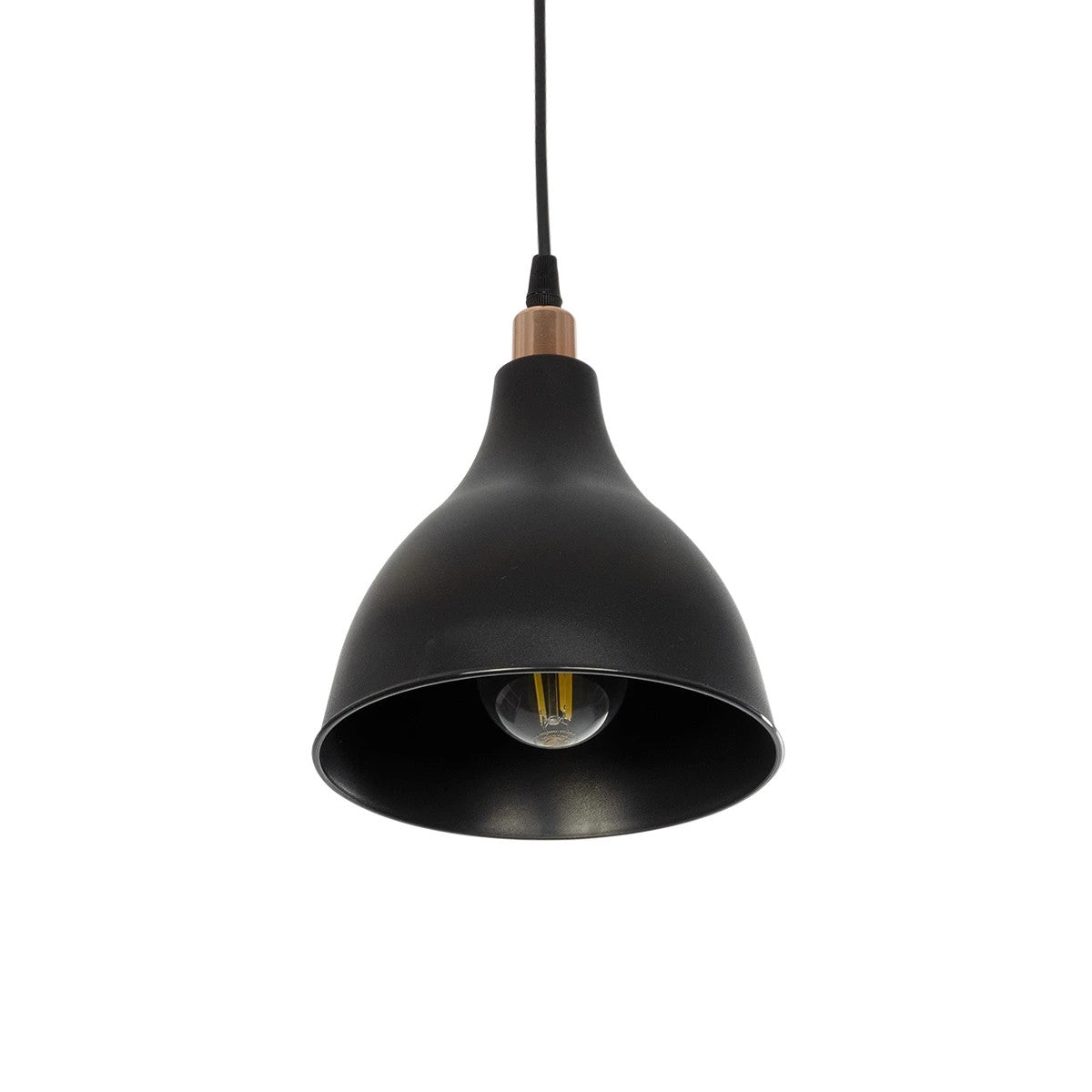 GLOBOSTAR® RADE 203-0124 Μοντέρνο Κρεμαστό Φωτιστικό Οροφής με Ντουί 1 x E27 AC 220-240V IP20 - Μαύρο & Χάλκινο - Μ18.5 x Π18.5 x Υ23cm - ledmania.gr