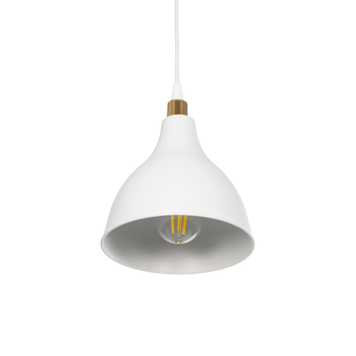 GLOBOSTAR® RADE 203-0125 Μοντέρνο Κρεμαστό Φωτιστικό Οροφής με Ντουί 1 x E27 AC 220-240V IP20 - Λευκό & Χρυσό - Μ18.5 x Π18.5 x Υ23cm - ledmania.gr