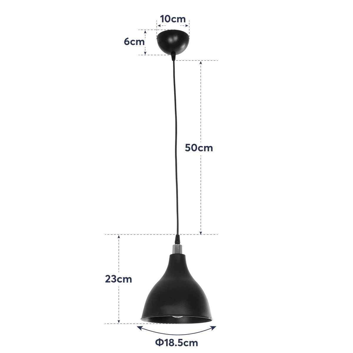 GloboStar® RADE 203-0126 Μοντέρνο Κρεμαστό Φωτιστικό Καμπάνα Μονόφωτο 1 x E27 IP20 Λευκό με Ασημί Πλαστικό - Μ18.5 x Π18.5 x Υ23cm - ledmania.gr