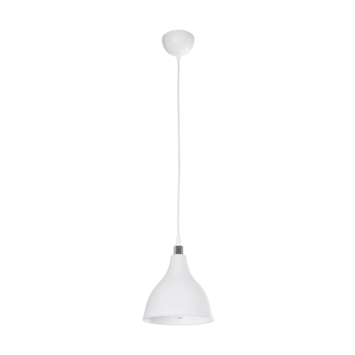 GloboStar® RADE 203-0126 Μοντέρνο Κρεμαστό Φωτιστικό Καμπάνα Μονόφωτο 1 x E27 IP20 Λευκό με Ασημί Πλαστικό - Μ18.5 x Π18.5 x Υ23cm - ledmania.gr