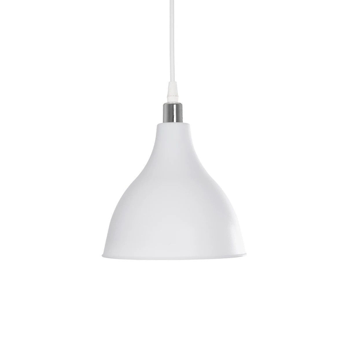 GloboStar® RADE 203-0126 Μοντέρνο Κρεμαστό Φωτιστικό Καμπάνα Μονόφωτο 1 x E27 IP20 Λευκό με Ασημί Πλαστικό - Μ18.5 x Π18.5 x Υ23cm - ledmania.gr