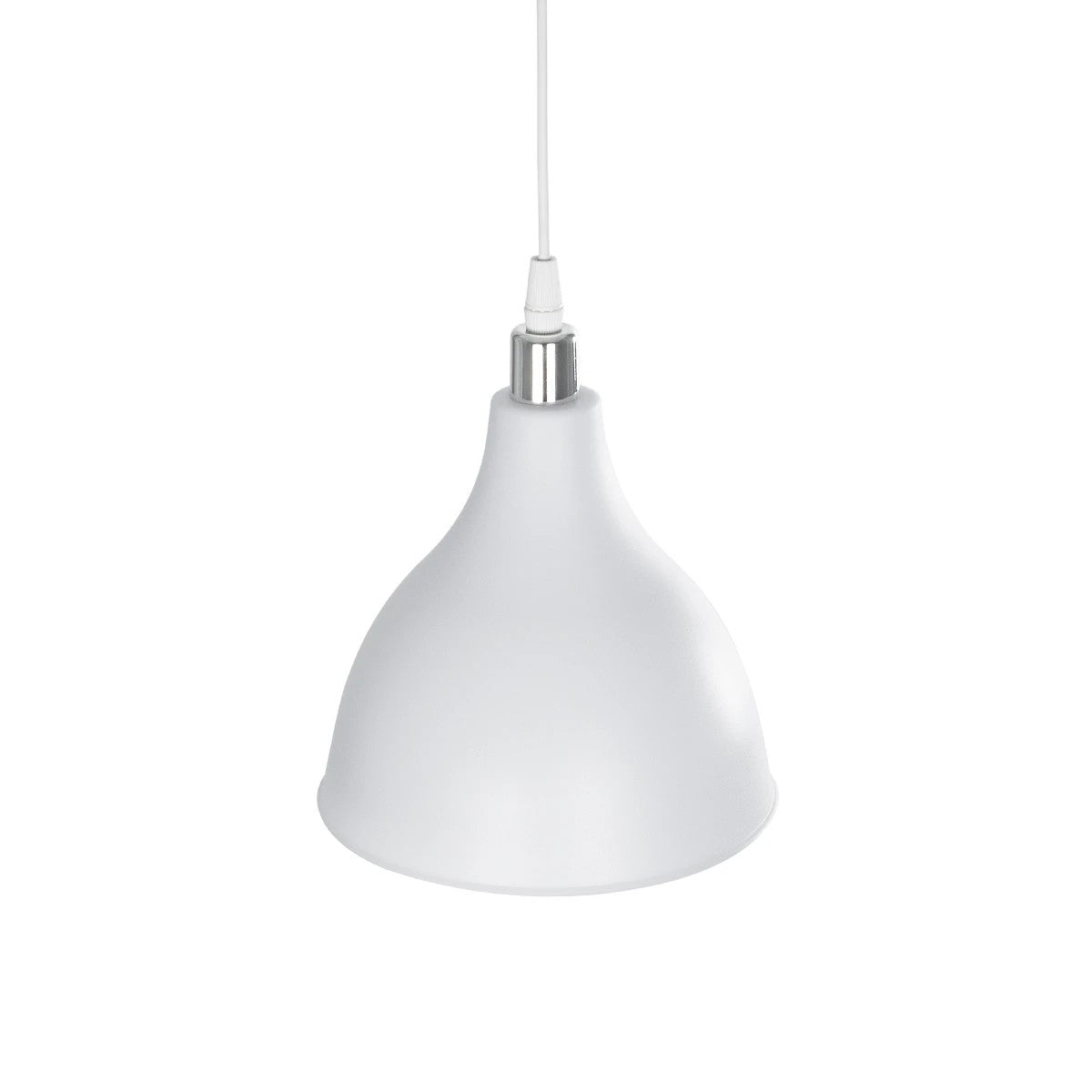GloboStar® RADE 203-0126 Μοντέρνο Κρεμαστό Φωτιστικό Καμπάνα Μονόφωτο 1 x E27 IP20 Λευκό με Ασημί Πλαστικό - Μ18.5 x Π18.5 x Υ23cm - ledmania.gr