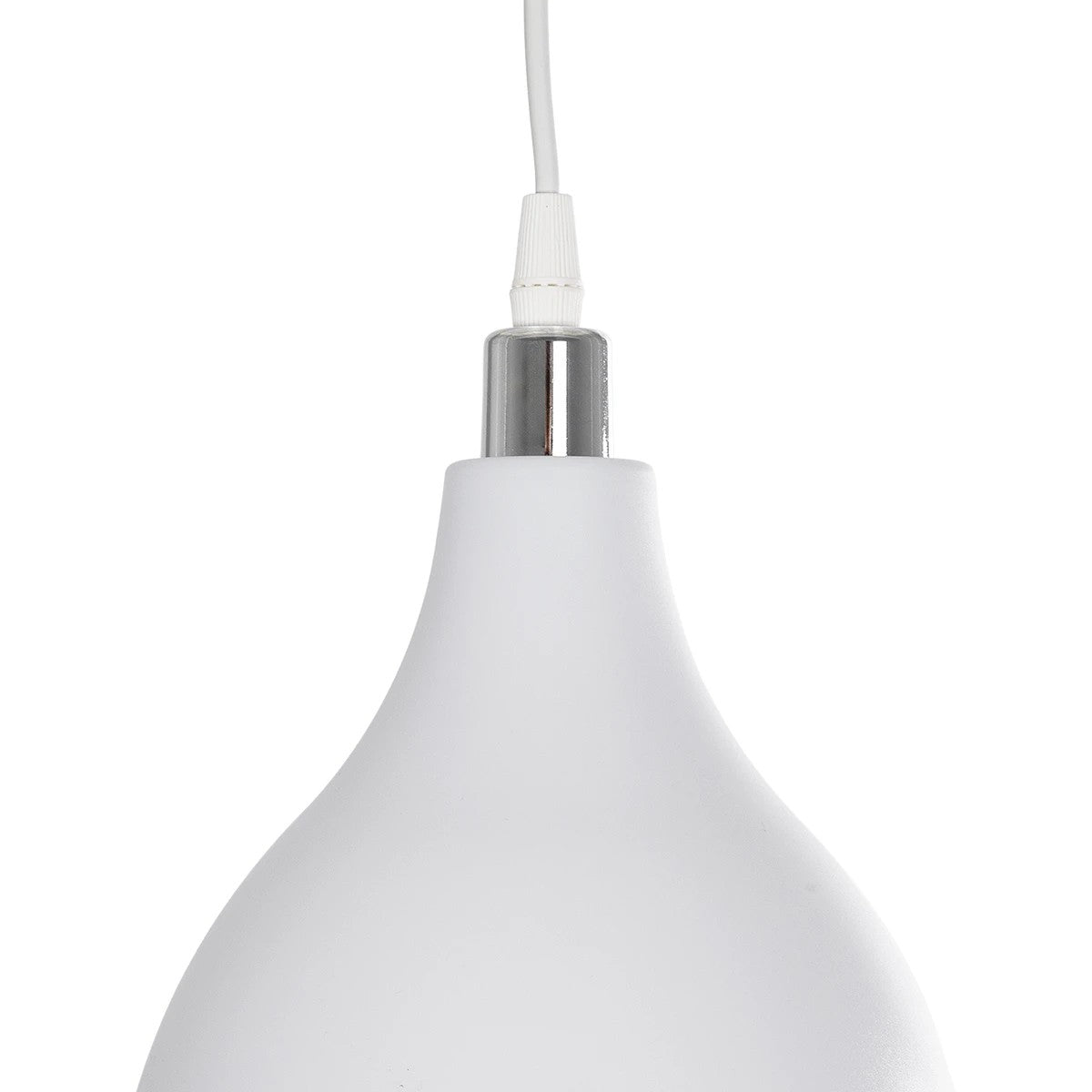 GloboStar® RADE 203-0126 Μοντέρνο Κρεμαστό Φωτιστικό Καμπάνα Μονόφωτο 1 x E27 IP20 Λευκό με Ασημί Πλαστικό - Μ18.5 x Π18.5 x Υ23cm - ledmania.gr