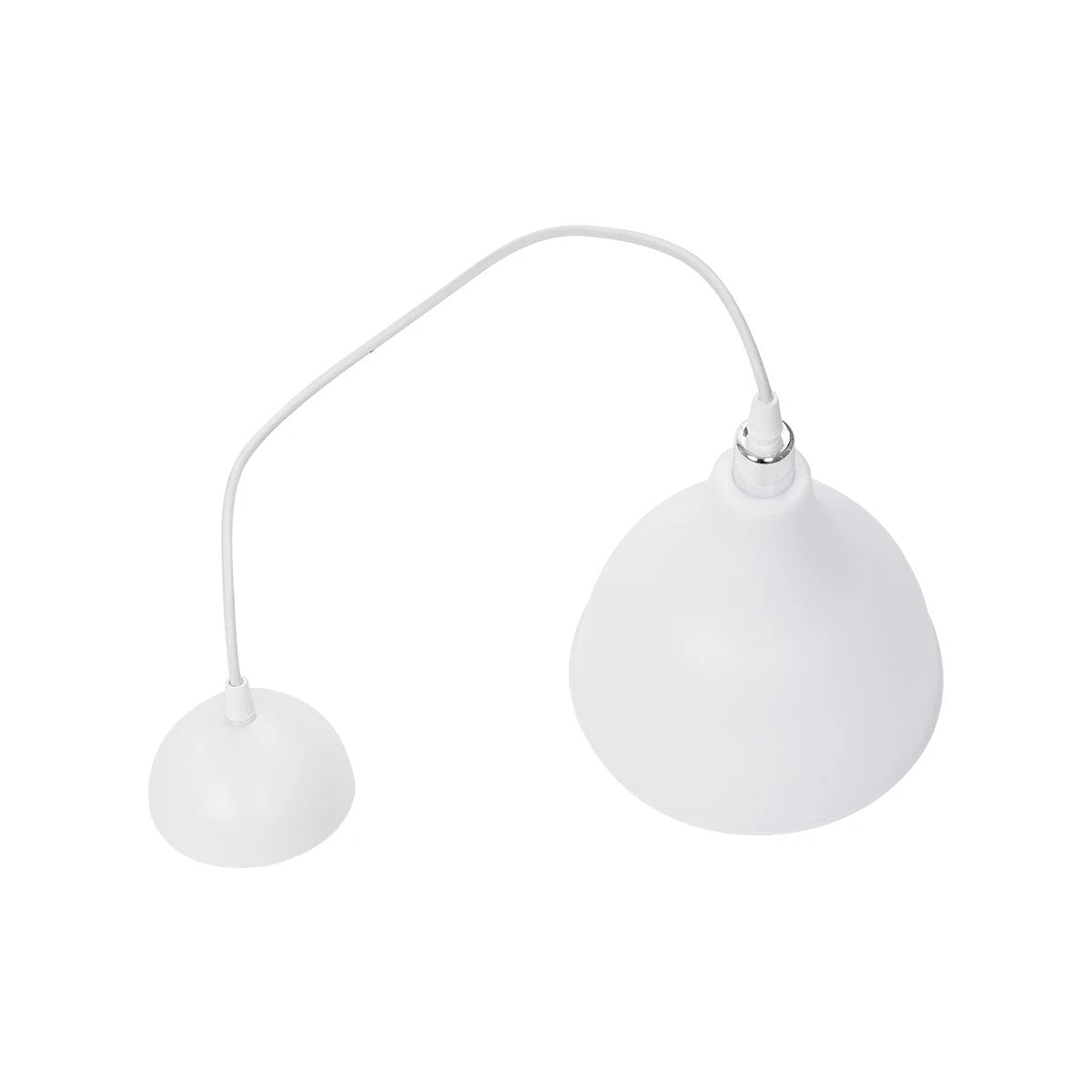 GloboStar® RADE 203-0126 Μοντέρνο Κρεμαστό Φωτιστικό Καμπάνα Μονόφωτο 1 x E27 IP20 Λευκό με Ασημί Πλαστικό - Μ18.5 x Π18.5 x Υ23cm - ledmania.gr