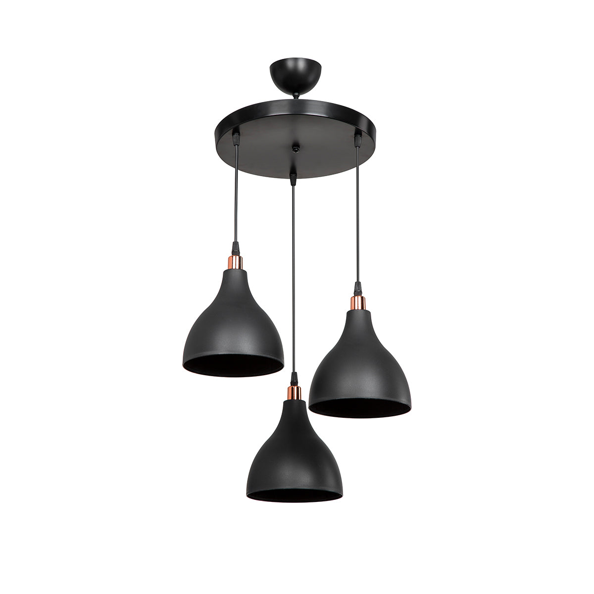GloboStar® RADE 203-0127 Vintage Κρεμαστό Φωτιστικό Καμπάνα Τρίφωτο 3 x E27 IP20 Μαύρο Πλαστικό - Μ40 x Π40 x Υ80cm - ledmania.gr
