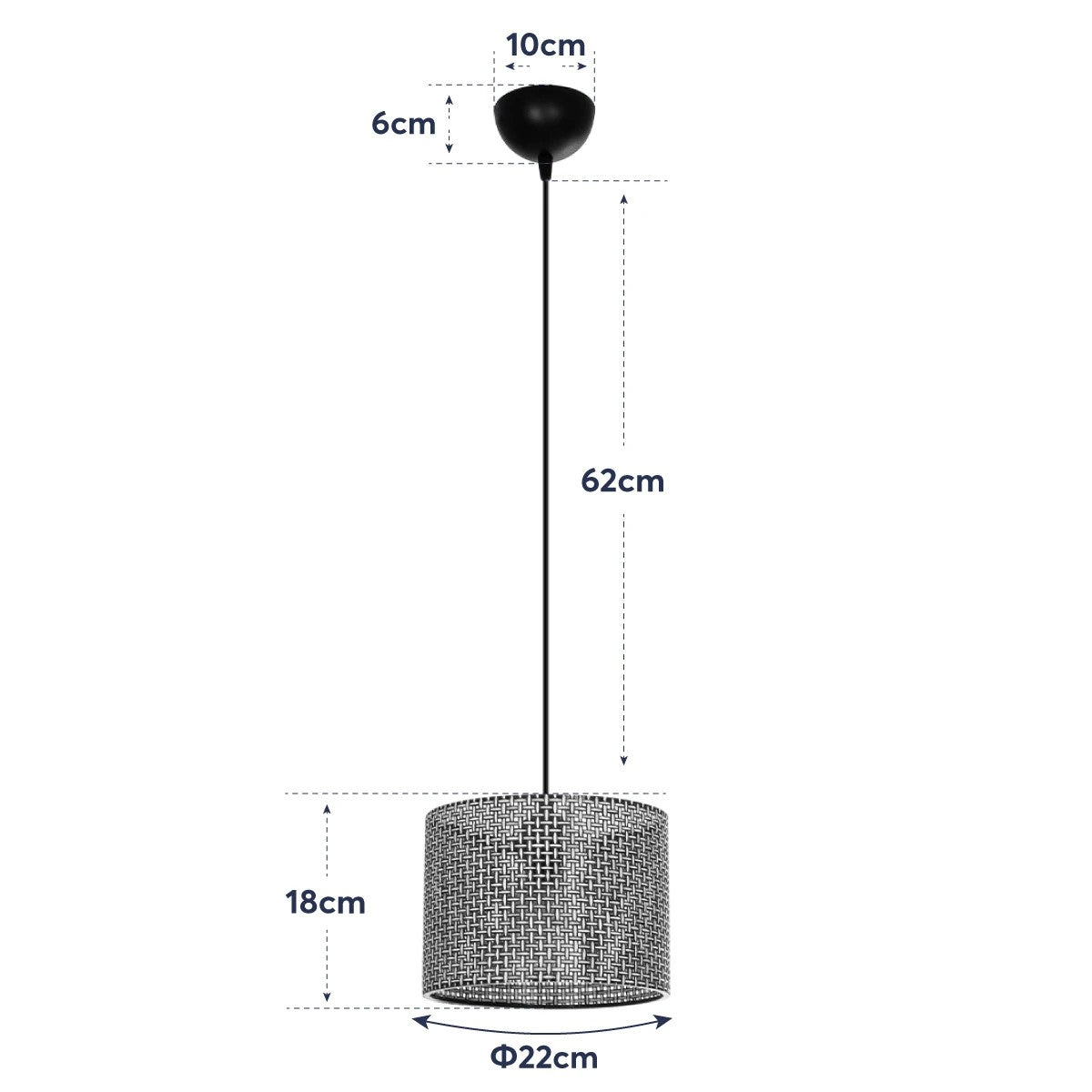 GloboStar® CLAIRIE 203-0132 Μοντέρνο Κρεμαστό Φωτιστικό Καπέλο Μονόφωτο 1 x E27 IP20 Καφέ Ύφασμα - Μ22 x Π22 x Υ93cm - ledmania.gr