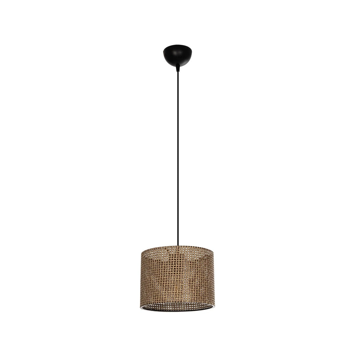 GloboStar® CLAIRIE 203-0132 Μοντέρνο Κρεμαστό Φωτιστικό Καπέλο Μονόφωτο 1 x E27 IP20 Καφέ Ύφασμα - Μ22 x Π22 x Υ93cm - ledmania.gr