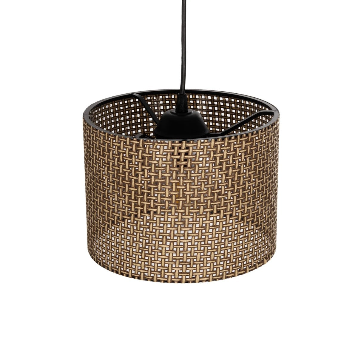 GloboStar® CLAIRIE 203-0132 Μοντέρνο Κρεμαστό Φωτιστικό Καπέλο Μονόφωτο 1 x E27 IP20 Καφέ Ύφασμα - Μ22 x Π22 x Υ93cm - ledmania.gr