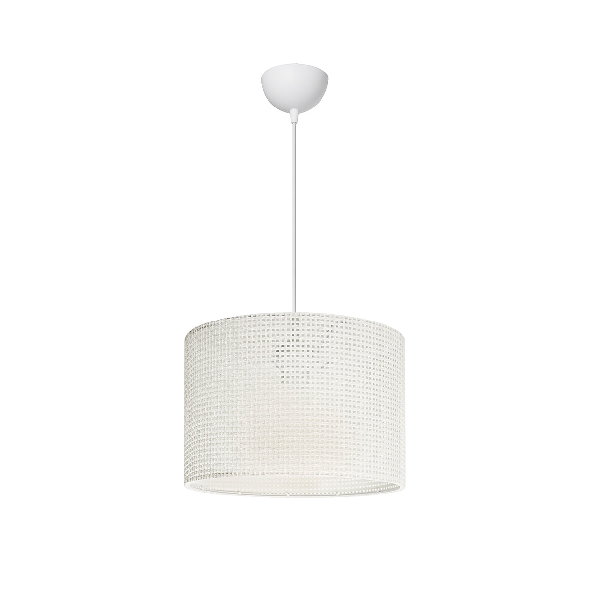 GloboStar® CLAIRIE 203-0137 Μοντέρνο Κρεμαστό Φωτιστικό Καπέλο Μονόφωτο 1 x E27 IP20 Λευκό Ύφασμα - Μ30 x Π30 x Υ93cm - ledmania.gr