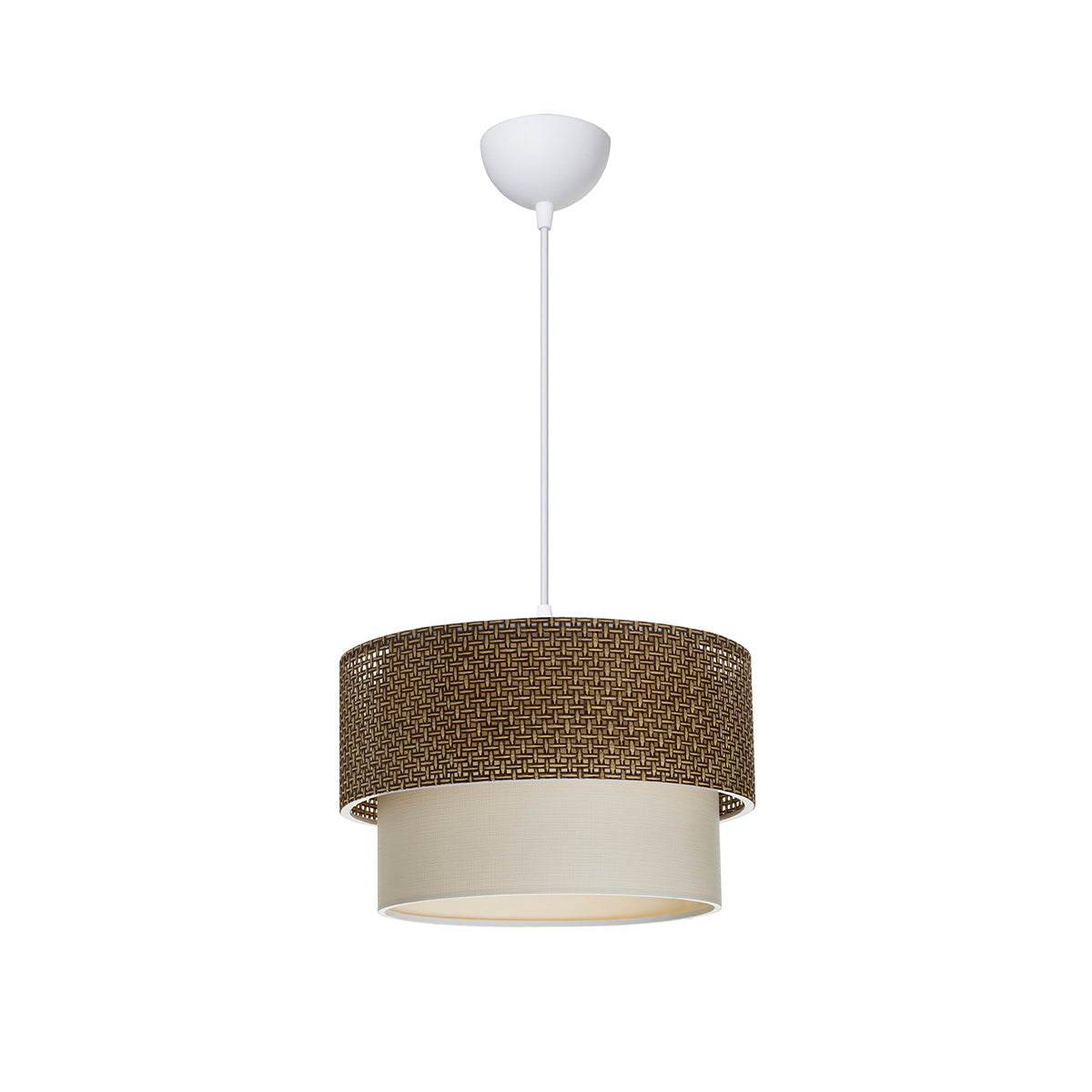 GloboStar® SISSIE 203-0138 Μοντέρνο Κρεμαστό Φωτιστικό Καπέλο Μονόφωτο 1 x E27 IP20 Καφέ & Μπεζ Ύφασμα - Μ30 x Π30 x Υ93cm - ledmania.gr